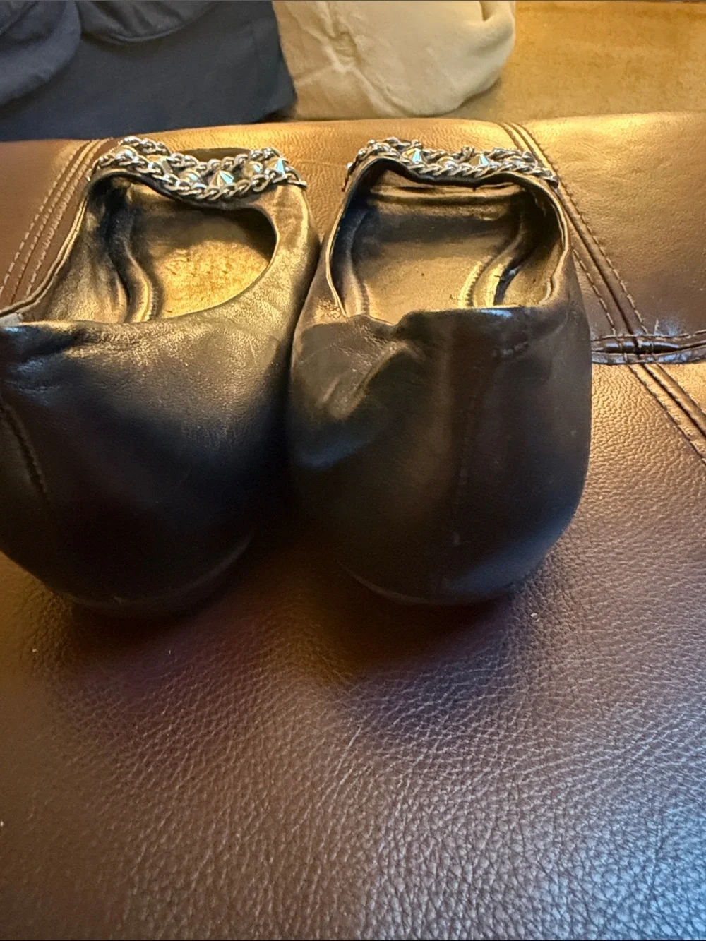 BCBG generation black peep toe flats